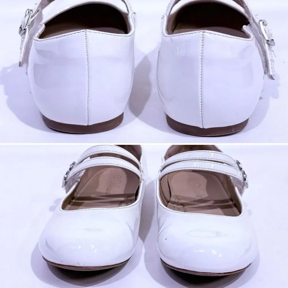 Girls Dress Shoes Mary Jane Flat Shoes Ballerina Flat for Party White Size 2